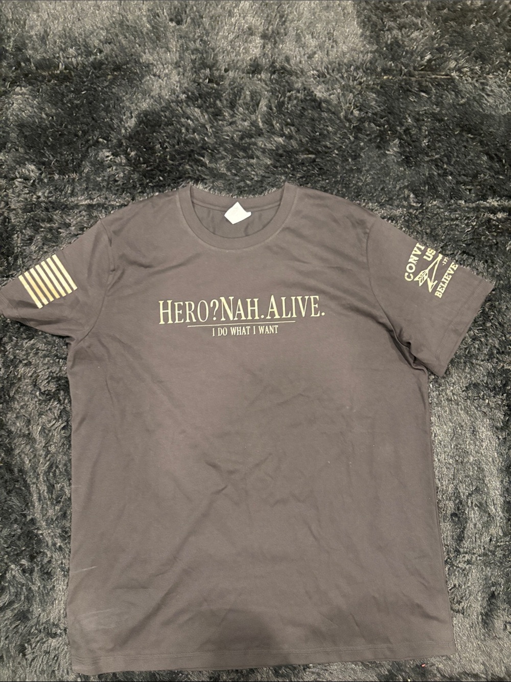 Hero? Nah. Alive. Graphic Tee - Charcoal